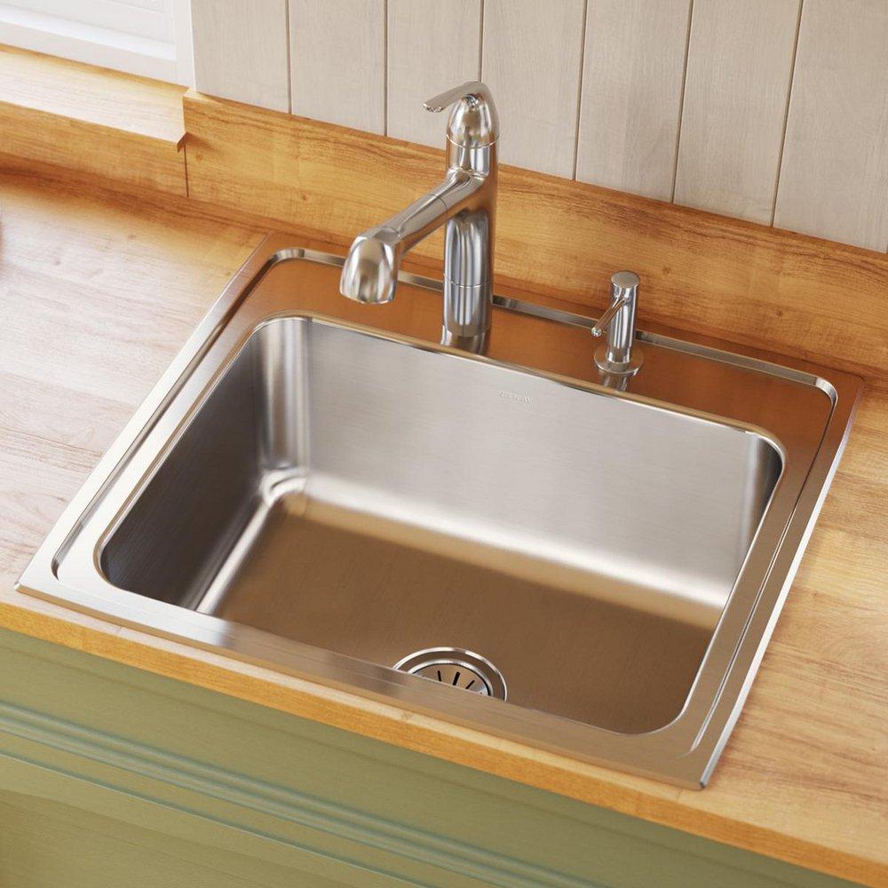 Elkay Lustrous Satin 25 x 22 in. Stainless Steel Single Bowl Drop-in Kitchen Sink in Lustrous Satin 
