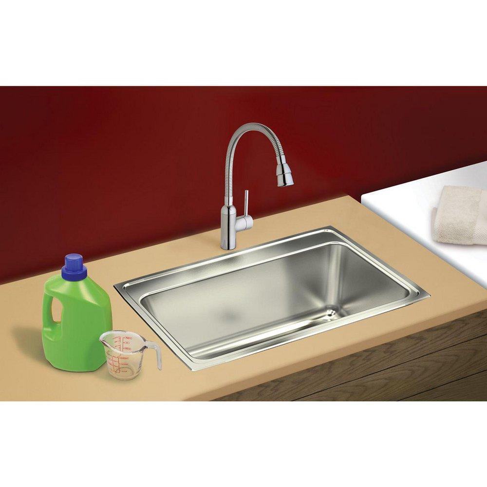 Elkay Lustrous Satin 25 x 22 in. Stainless Steel Single Bowl Drop-in Kitchen Sink in Lustrous Satin 