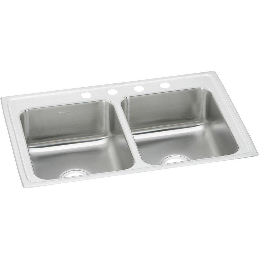 Elkay Brushed Satin 33 x 21-1/4 in. Stainless Steel Double Bowl Drop-in Kitchen Sink in Brushed Satin 