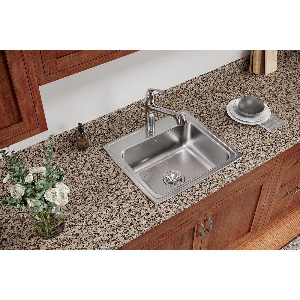 Elkay Brushed Satin 22 x 19-1/2 in. Stainless Steel Single Bowl Drop-in Kitchen Sink in Brushed Satin 