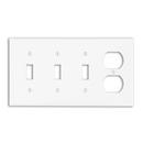 4-Gang 3-Toggle Duplex Combined Wall Plate in White