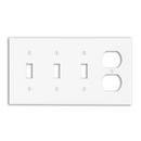 LEVITON White 4-Gang 3-Toggle Duplex Combined Wall Plate 