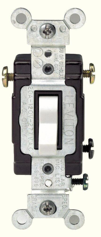 LEVITON White 20 Amp 120/277 V Toggle 3-Way AC Switch 