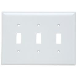3-Gang Midway Impact Resistant Plastic Toggle Switch Plate in White