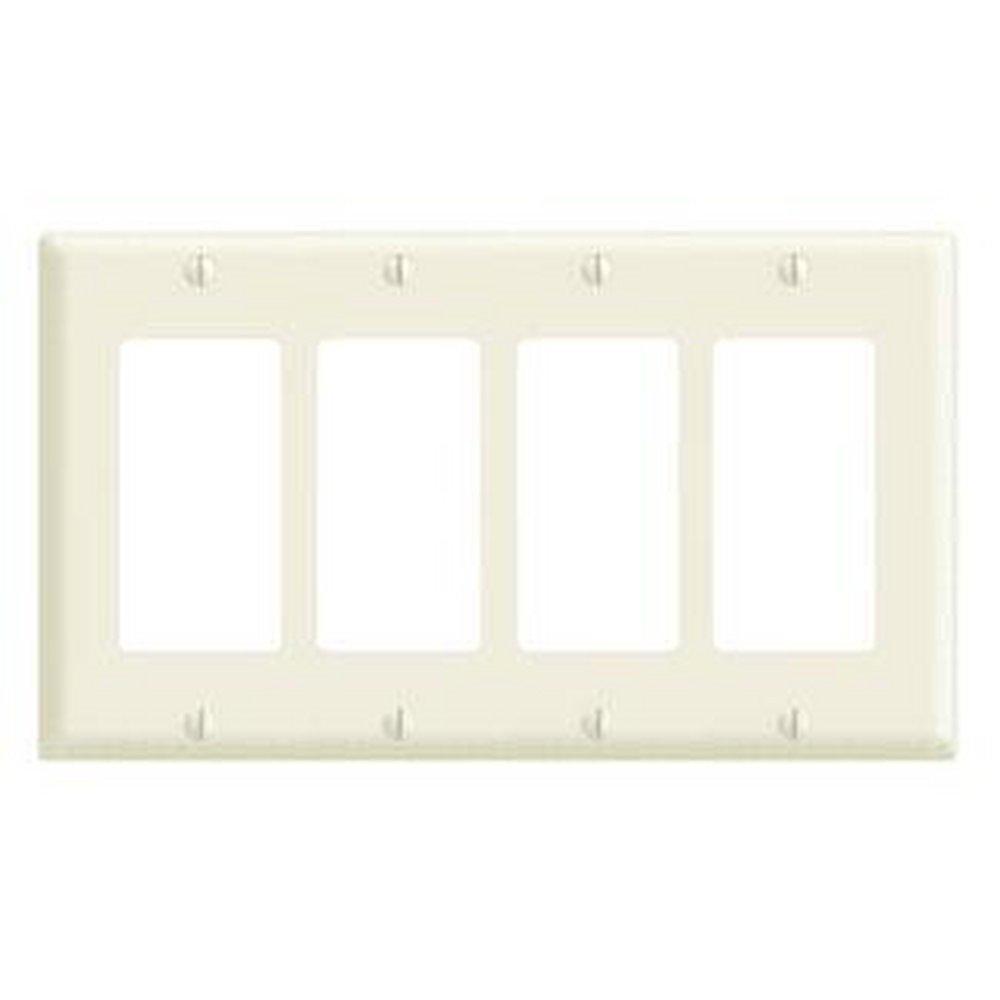 LEVITON White 4-Gang Standard Size Thermoplastic Wall Plate or Faceplate 