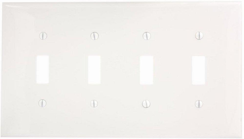 LEVITON White 4-Gang Toggle Midway Size Switch Wall Plate 