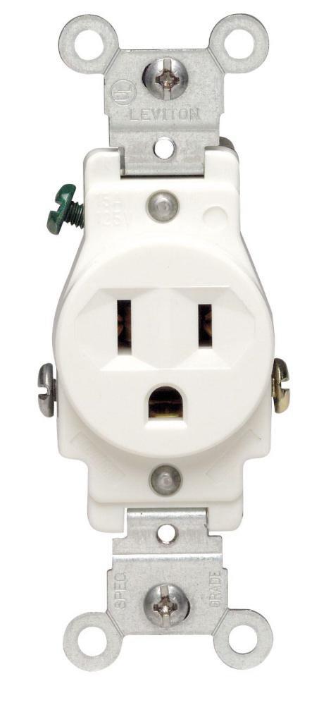 LEVITON White 15 Amp 125 V Single Side Wired Receptacle 
