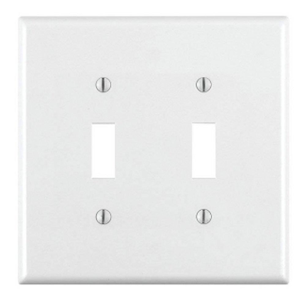 LEVITON White 2-Gang Toggle Switch Wall Plate 