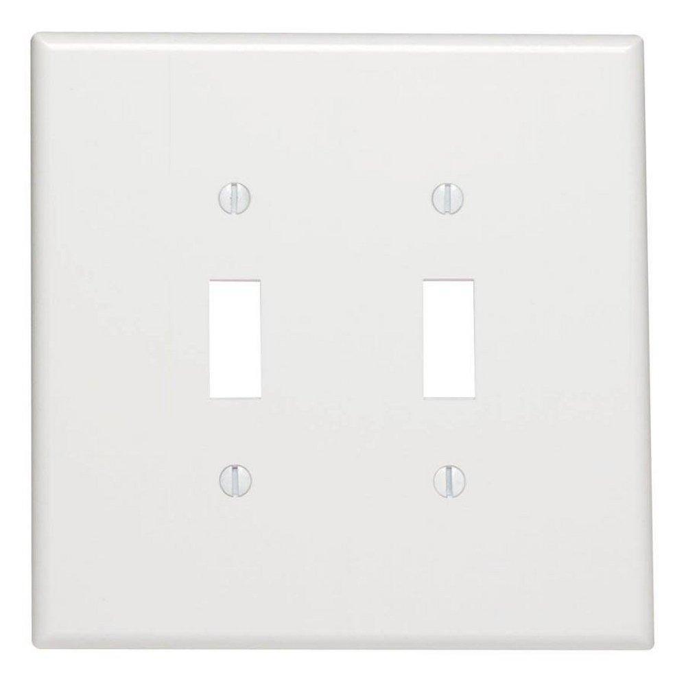 LEVITON White 2 Gang Thermoset Plastic Wall Plate 
