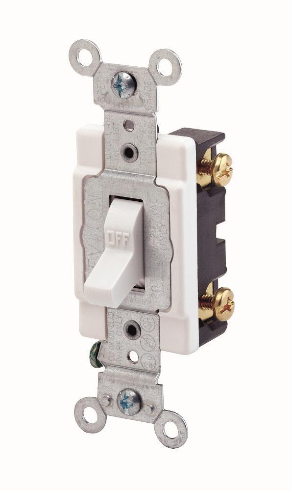 LEVITON White Sided Wired Toggle Switch 