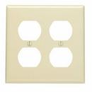 LEVITON Ivory 2-Gang Standard Size Receptacle Wall Plate 