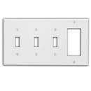 LEVITON White 4-Gang 3-Toggle Combined Switch Wall Plate 