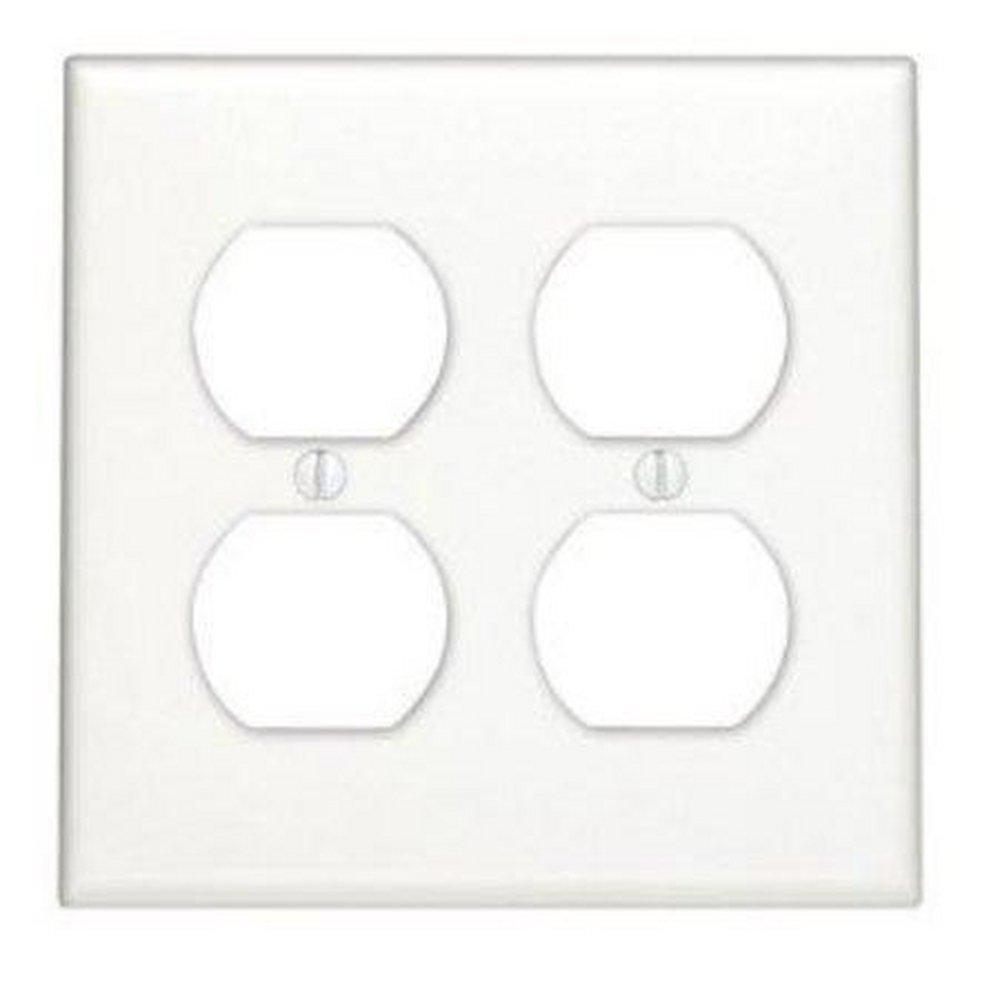 LEVITON White 2-Gang Standard Size Receptacle Wall Plate 