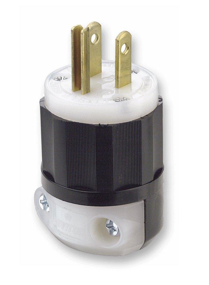 LEVITON Black 125 V 2-Pole 3-Wire Straight Blade Industrial Grade Plug 