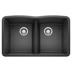32 in. Undermount Silgranit Double Bowl Kitchen Sink in Anthracite