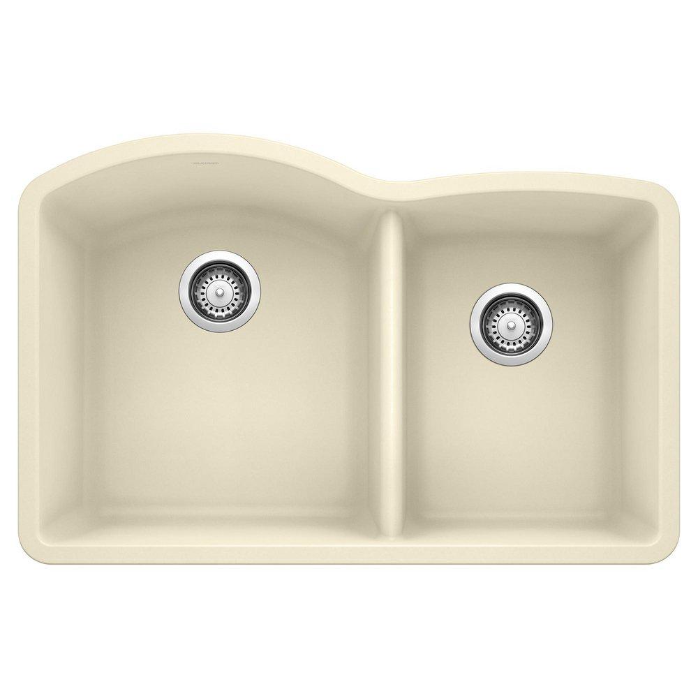 BLANCO Biscuit 32 x 20-27/32 in. No Hole Composite Double Bowl Undermount Kitchen Sink 