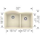 BLANCO Biscuit 32 x 20-27/32 in. No Hole Composite Double Bowl Undermount Kitchen Sink 