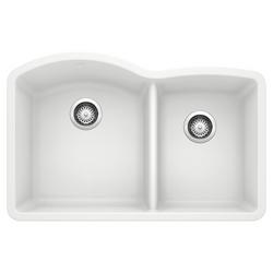 32 in. Undermount Silgranit Double Bowl Kitchen Sink in White