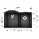 BLANCO Anthracite 32 x 20-27/32 in. No Hole Composite Double Bowl Undermount Kitchen Sink 