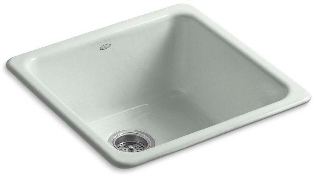 KOHLER Sea Salt&trade; 20-7/8 x 20-7/8 in. No Hole Cast Iron Single Bowl Dual Mount Kitchen Sink 