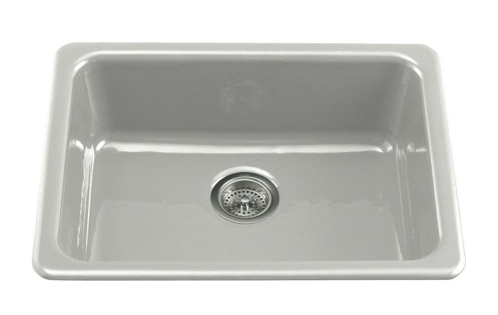 KOHLER Sea Salt&trade; 24-1/4 x 18-3/4 in. No Hole Cast Iron Single Bowl Dual Mount Kitchen Sink 