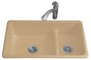 33 x 18-3/4 in. No Hole Cast Iron Double Bowl Dual Mount Kitchen Sink in Mexican Sand™