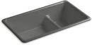 33 x 18-3/4 in. Cast Iron Double Bowl Dual Mount Kitchen Sink in Thunder Grey