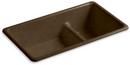 33 x 18-3/4 in. No Hole Cast Iron Double Bowl Dual Mount Kitchen Sink in Black 'n Tan