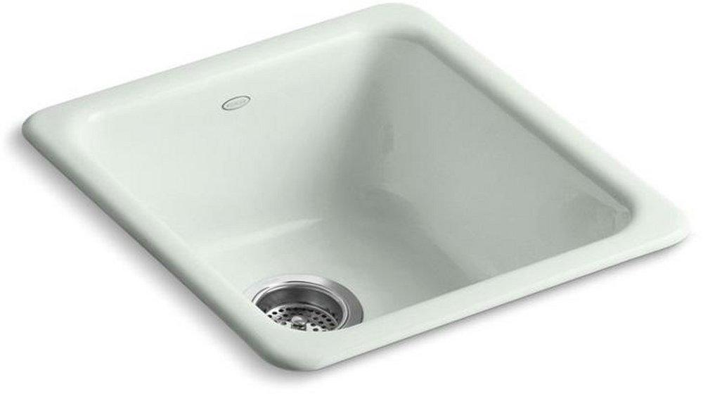 KOHLER Sea Salt&trade; 17 x 18-3/4 in. No Hole Cast Iron Single Bowl Dual Mount Kitchen Sink 