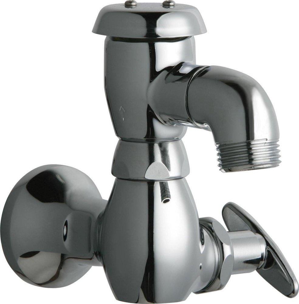 Chicago Faucets Polished Chrome Single Cross Handle Wall Mount Service Faucet 