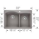 BLANCO Metallic Grey 33 x 22 in. 1 Hole Composite Double Bowl Dual Mount Kitchen Sink 