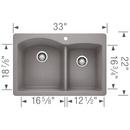 BLANCO Metallic Grey 33 x 22 in. 1 Hole Composite Double Bowl Dual Mount Kitchen Sink 