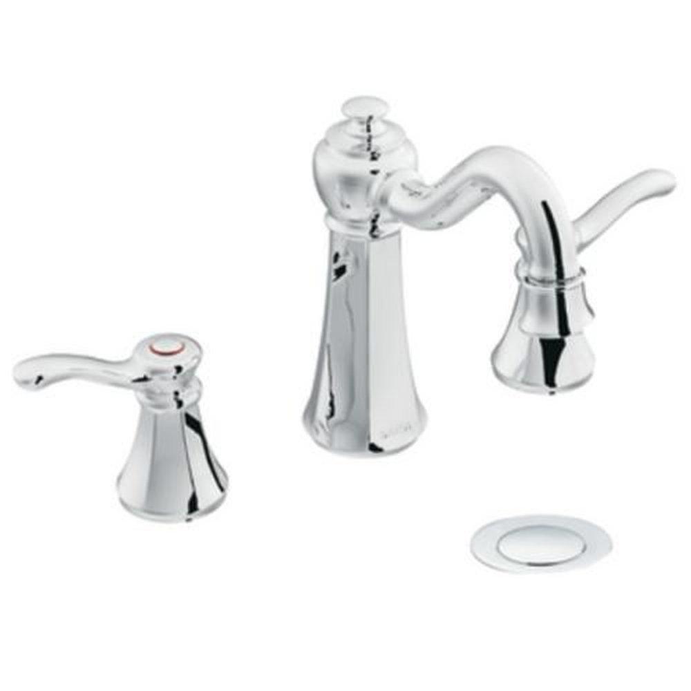 Moen Polished Chrome 1.5 gpm 3-Hole Widespread Bathroom Faucet with Double Lever Handle 