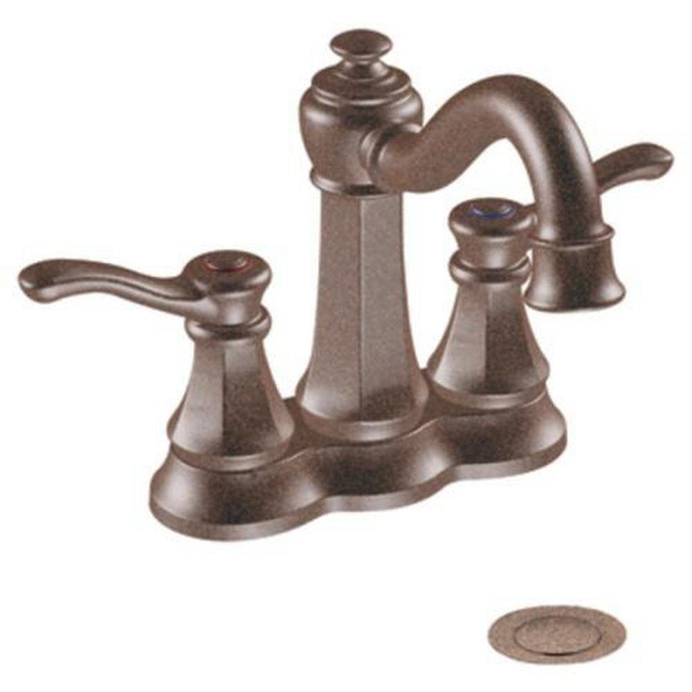 Moen Oil Rubbed Bronze 1.5 gpm Centerset Bathroom Faucet with Double Lever Handle 