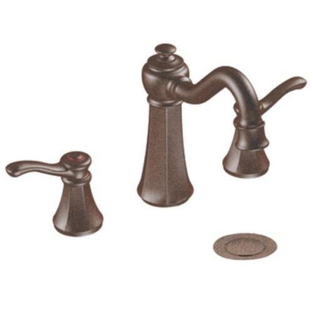 Moen Oil Rubbed Bronze 1.5 gpm 3-Hole Widespread Bathroom Faucet with Double Lever Handle 
