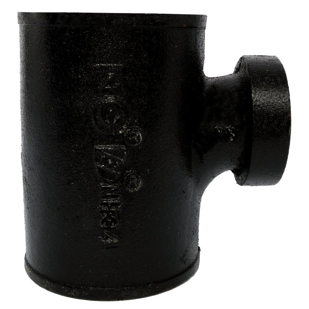 Black Spigot x Spigot x FNPT NH-119 Domestic Cast Iron Sanitary Tee 