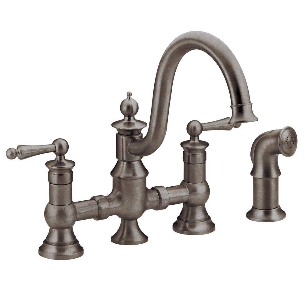 Moen Oil Rubbed Bronze Two Handle Bridge Kitchen Faucet 