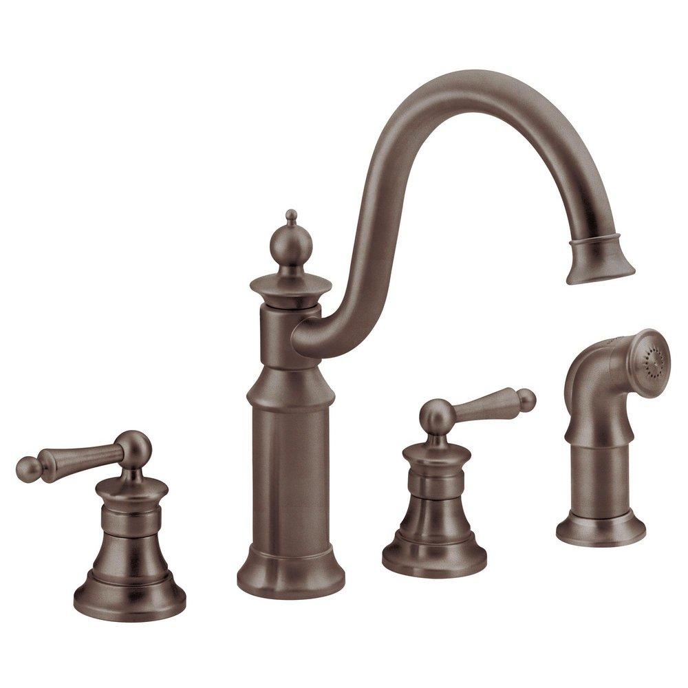 Moen Oil Rubbed Bronze Two Handle Widespread Kitchen Faucet 
