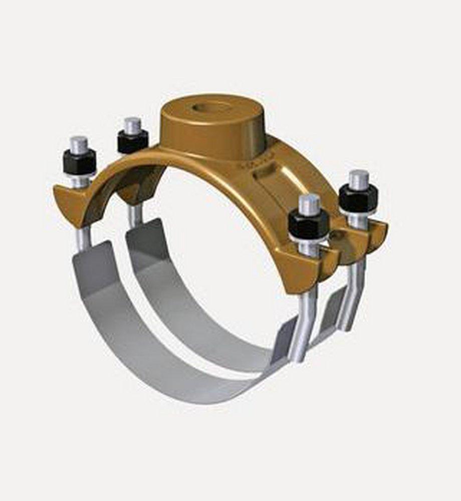 Romac Industries 2 in. Bronze Saddle with Stainless Steel Nut, Bolt and Strap 