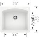 BLANCO White 25 x 22 in. 1 Hole Composite Single Bowl Dual Mount Kitchen Sink 