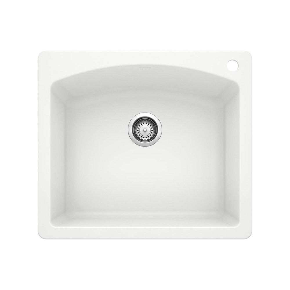 BLANCO White 25 x 22 in. 1 Hole Composite Single Bowl Dual Mount Kitchen Sink 