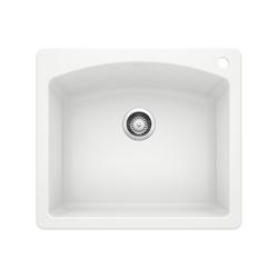 25 in. Dual Mount Silgranit Single Bowl Kitchen Sink in White