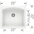 BLANCO White 25 x 22 in. 1 Hole Composite Single Bowl Dual Mount Kitchen Sink 