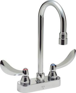 Two Handle Wristblade Deck Mount Service Faucet in Chrome