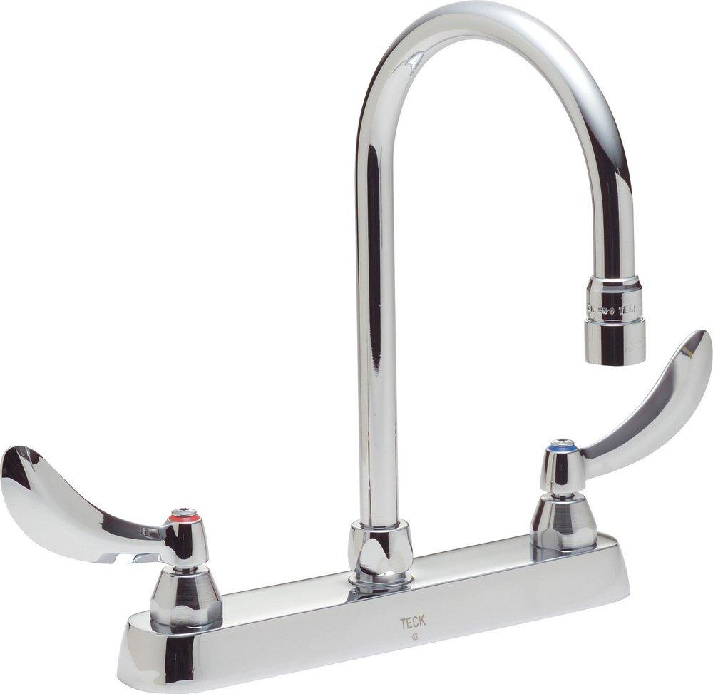 Delta Faucet Polished Chrome Two Handle Wristblade Deck Mount Service Faucet 