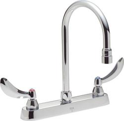Two Handle Wristblade Deck Mount Service Faucet in Polished Chrome