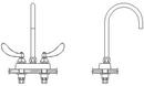 Two Handle Wristblade Deck Mount Service Faucet in Chrome