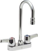 Double Lever Handle Cast Deckmount Bathroom Sink Faucet in Polished Chrome
