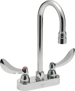 Two Handle Wristblade Deck Mount Service Faucet in Chrome