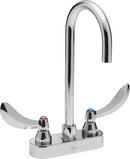2-Hole Ceramic Disc Bathroom Faucet with Double Lever Handle and Smooth End Gooseneck Spout in Polished Chrome